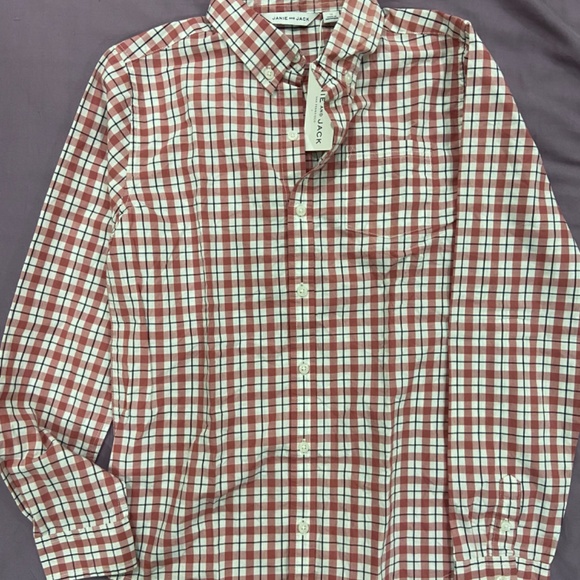 Janie And Jack Boys SZ L 12  Cotton Plaid, Button Up Shirt brand new with tags - Picture 3 of 3